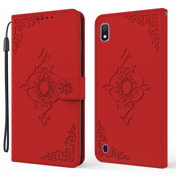 For Samsung Galaxy A10 / M10 Embossed Fortune Flower Pattern Horizontal Flip Leather Case with Holder & Card Slot & Wallet & Lanyard