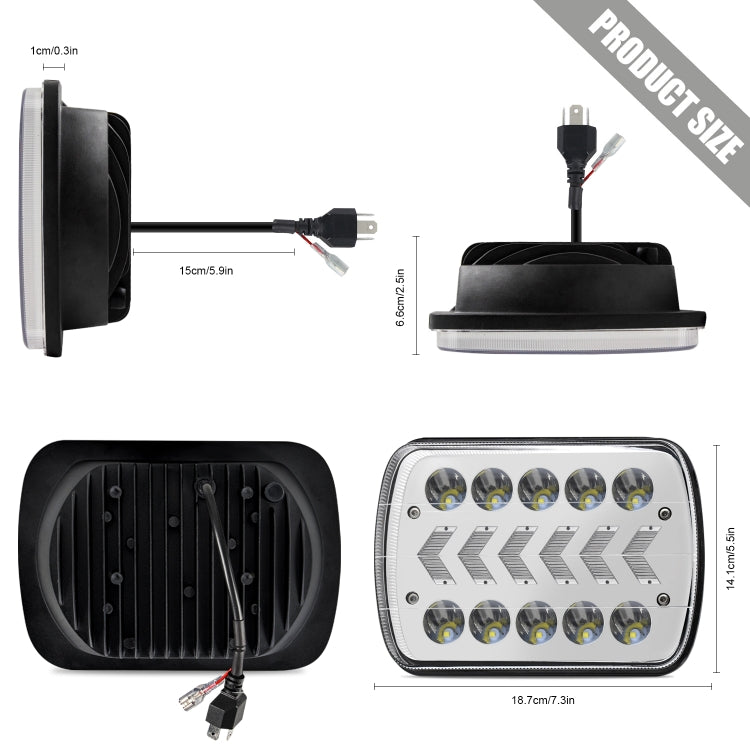 DC9-30V / 30W / 3000LM / IP67 7 inch Truck Running Water Turn Signal LED Dynamic Blinker Side Light