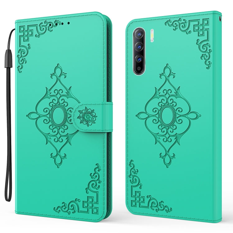 For OPPO Reno3 Embossed Fortune Flower Pattern Horizontal Flip Leather Case with Holder & Card Slot & Wallet & Lanyard
