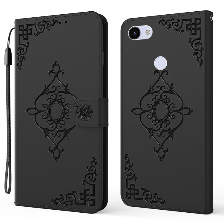 For Google Pixel 3a Embossed Fortune Flower Pattern Horizontal Flip Leather Case with Holder & Card Slot & Wallet & Lanyard