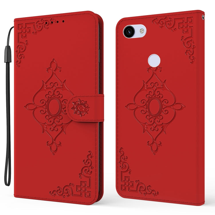 For Google Pixel 3a Embossed Fortune Flower Pattern Horizontal Flip Leather Case with Holder & Card Slot & Wallet & Lanyard