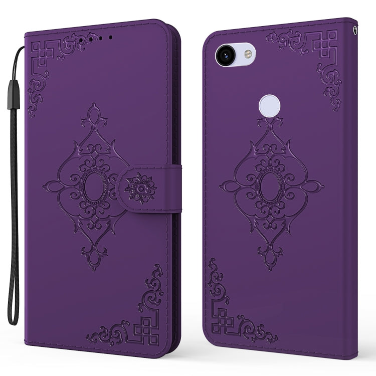 For Google Pixel 3a Embossed Fortune Flower Pattern Horizontal Flip Leather Case with Holder & Card Slot & Wallet & Lanyard