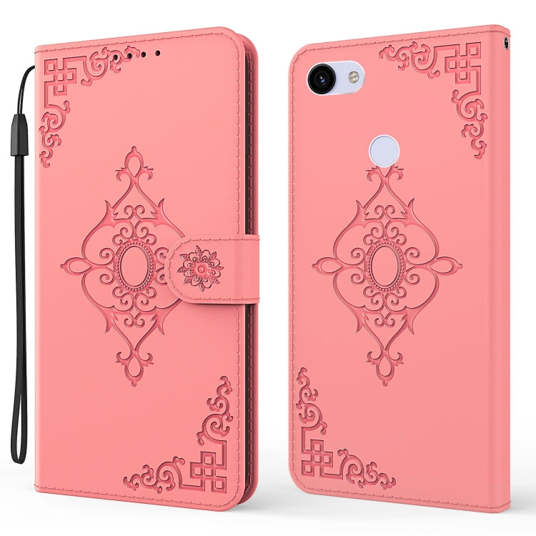 For Google Pixel 3a XL Embossed Fortune Flower Pattern Horizontal Flip Leather Case with Holder & Card Slot & Wallet & Lanyard