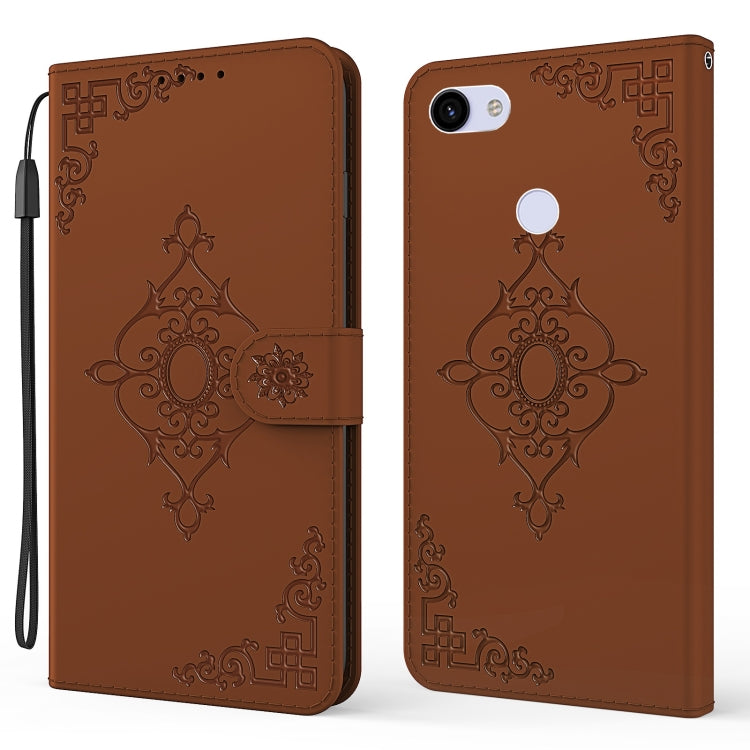 For Google Pixel 3a XL Embossed Fortune Flower Pattern Horizontal Flip Leather Case with Holder & Card Slot & Wallet & Lanyard