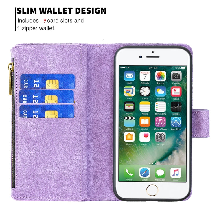 For iPhone 8 / 7 Flying Butterfly Embossing Pattern Zipper Horizontal Flip Leather Case with Holder & Card Slots & Wallet