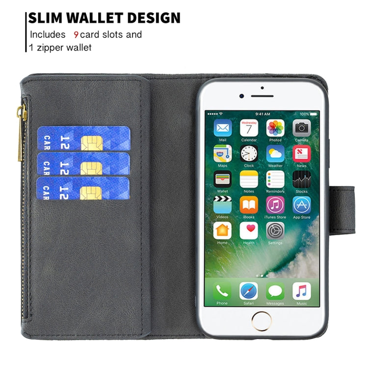 For iPhone 8 Plus / 7 Plus Flying Butterfly Embossing Pattern Zipper Horizontal Flip Leather Case with Holder & Card Slots & Wallet