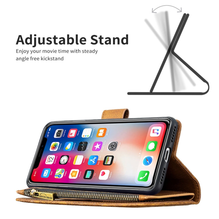 For iPhone X / XS Flying Butterfly Embossing Pattern Zipper Horizontal Flip Leather Case with Holder & Card Slots & Wallet