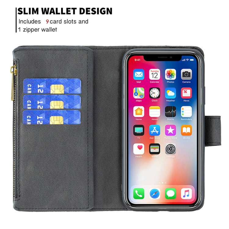 For iPhone X / XS Flying Butterfly Embossing Pattern Zipper Horizontal Flip Leather Case with Holder & Card Slots & Wallet