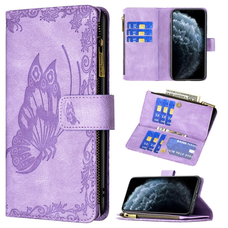 For iPhone XR Flying Butterfly Embossing Pattern Zipper Horizontal Flip Leather Case with Holder & Card Slots & Wallet