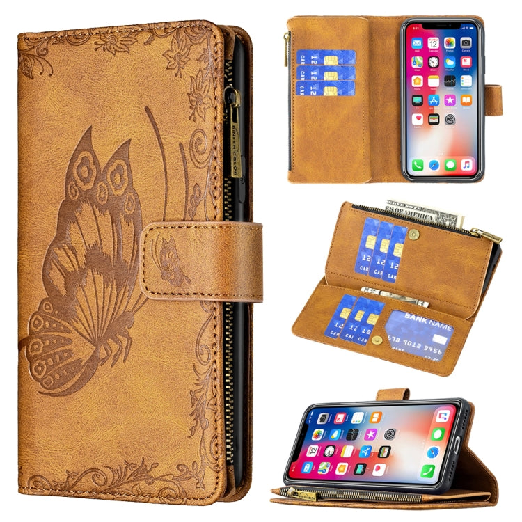 For iPhone XS Max Flying Butterfly Embossing Pattern Zipper Horizontal Flip Leather Case with Holder & Card Slots & Wallet