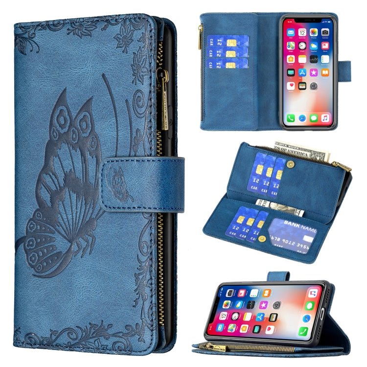 For iPhone XS Max Flying Butterfly Embossing Pattern Zipper Horizontal Flip Leather Case with Holder & Card Slots & Wallet