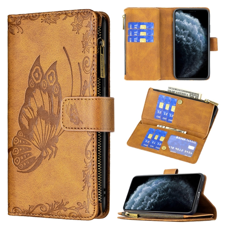 For iPhone 11 Pro Max Flying Butterfly Embossing Pattern Zipper Horizontal Flip Leather Case with Holder & Card Slots & Wallet