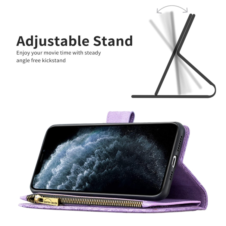 For iPhone 11 Pro Max Flying Butterfly Embossing Pattern Zipper Horizontal Flip Leather Case with Holder & Card Slots & Wallet