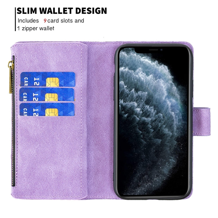 For iPhone 11 Pro Max Flying Butterfly Embossing Pattern Zipper Horizontal Flip Leather Case with Holder & Card Slots & Wallet