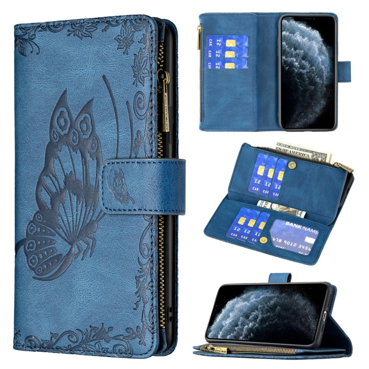 For iPhone 11 Pro Max Flying Butterfly Embossing Pattern Zipper Horizontal Flip Leather Case with Holder & Card Slots & Wallet