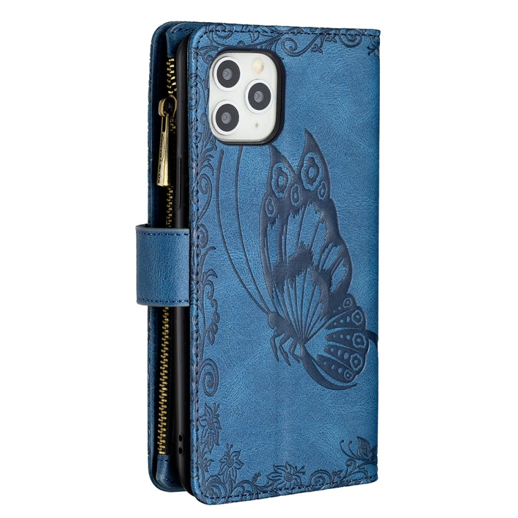 For iPhone 11 Pro Max Flying Butterfly Embossing Pattern Zipper Horizontal Flip Leather Case with Holder & Card Slots & Wallet