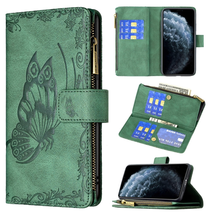 For iPhone 11 Pro Max Flying Butterfly Embossing Pattern Zipper Horizontal Flip Leather Case with Holder & Card Slots & Wallet