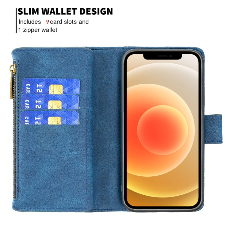 For iPhone 12 mini Flying Butterfly Embossing Pattern Zipper Horizontal Flip Leather Case with Holder & Card Slots & Wallet