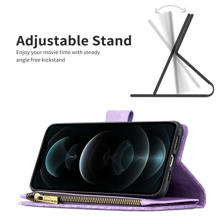 For iPhone 12 Pro Flying Butterfly Embossing Pattern Zipper Horizontal Flip Leather Case with Holder & Card Slots & Wallet