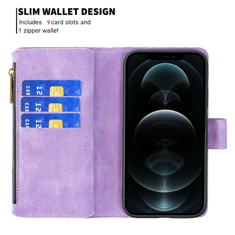 For iPhone 12 Pro Flying Butterfly Embossing Pattern Zipper Horizontal Flip Leather Case with Holder & Card Slots & Wallet