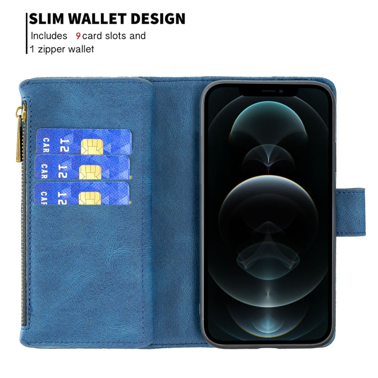 For iPhone 12 Pro Flying Butterfly Embossing Pattern Zipper Horizontal Flip Leather Case with Holder & Card Slots & Wallet