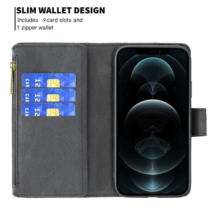 For iPhone 12 Pro Flying Butterfly Embossing Pattern Zipper Horizontal Flip Leather Case with Holder & Card Slots & Wallet