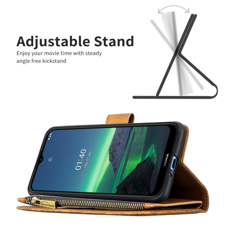 For Nokia 1.4 Flying Butterfly Embossing Pattern Zipper Horizontal Flip Leather Case with Holder & Card Slots & Wallet