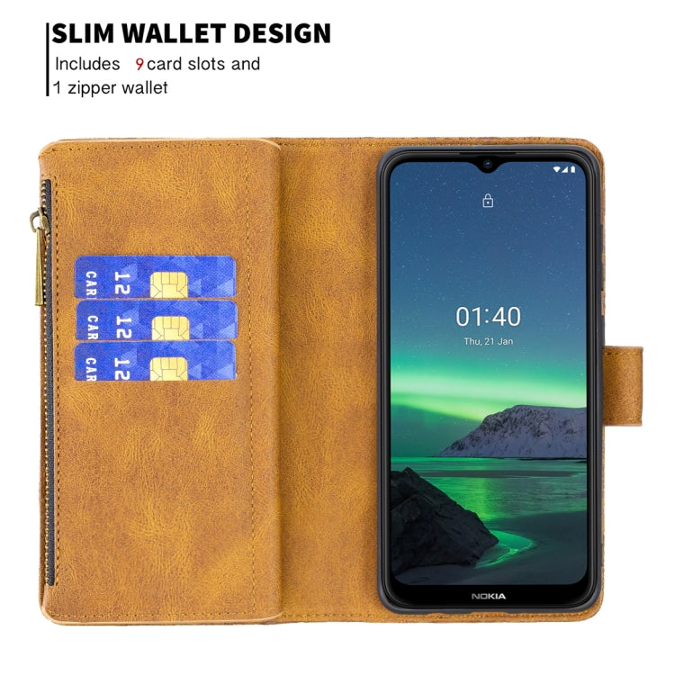 For Nokia 1.4 Flying Butterfly Embossing Pattern Zipper Horizontal Flip Leather Case with Holder & Card Slots & Wallet