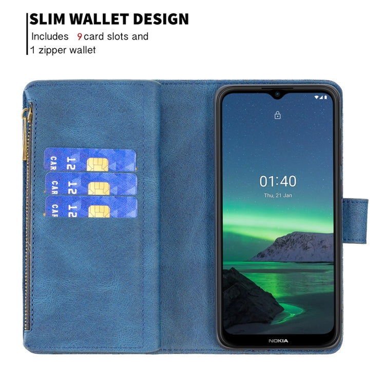 For Nokia 1.4 Flying Butterfly Embossing Pattern Zipper Horizontal Flip Leather Case with Holder & Card Slots & Wallet
