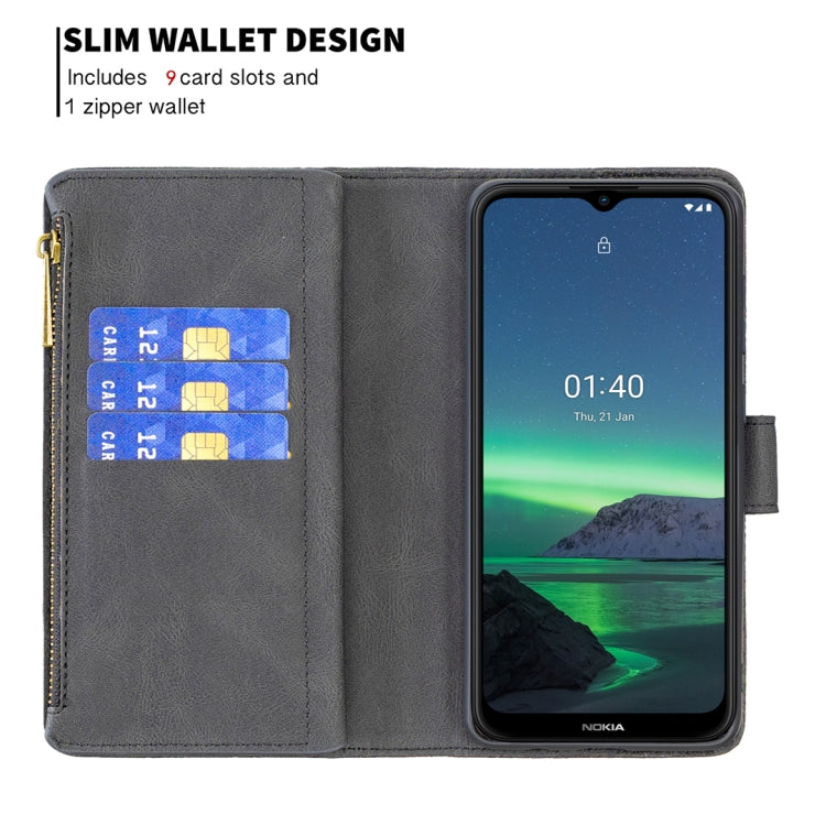 For Nokia 1.4 Flying Butterfly Embossing Pattern Zipper Horizontal Flip Leather Case with Holder & Card Slots & Wallet