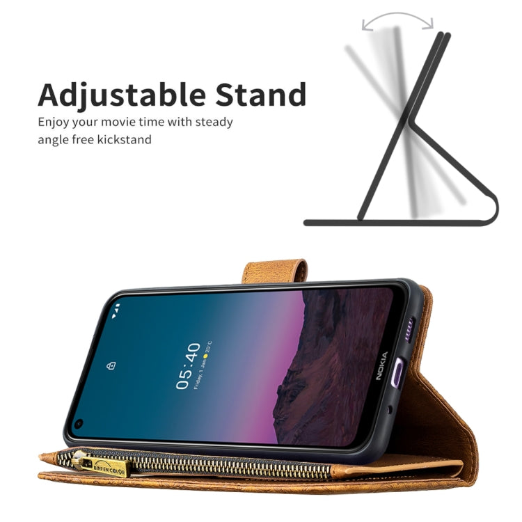 For Nokia 5.4 Flying Butterfly Embossing Pattern Zipper Horizontal Flip Leather Case with Holder & Card Slots & Wallet