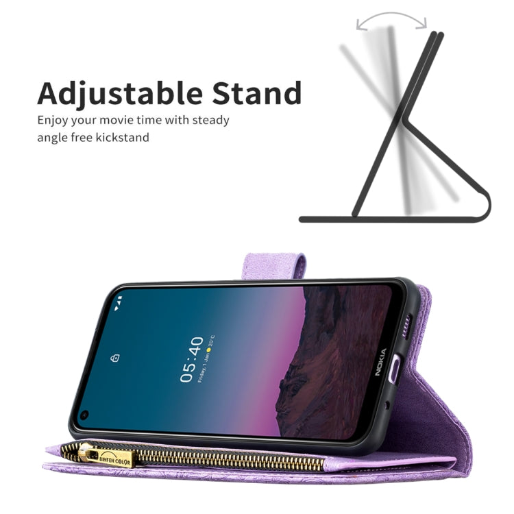 For Nokia 5.4 Flying Butterfly Embossing Pattern Zipper Horizontal Flip Leather Case with Holder & Card Slots & Wallet
