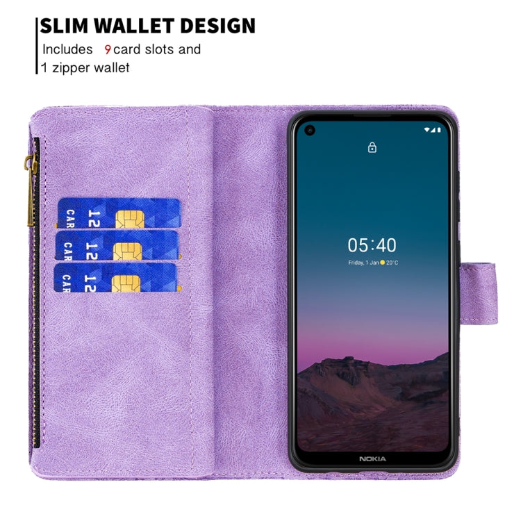 For Nokia 5.4 Flying Butterfly Embossing Pattern Zipper Horizontal Flip Leather Case with Holder & Card Slots & Wallet