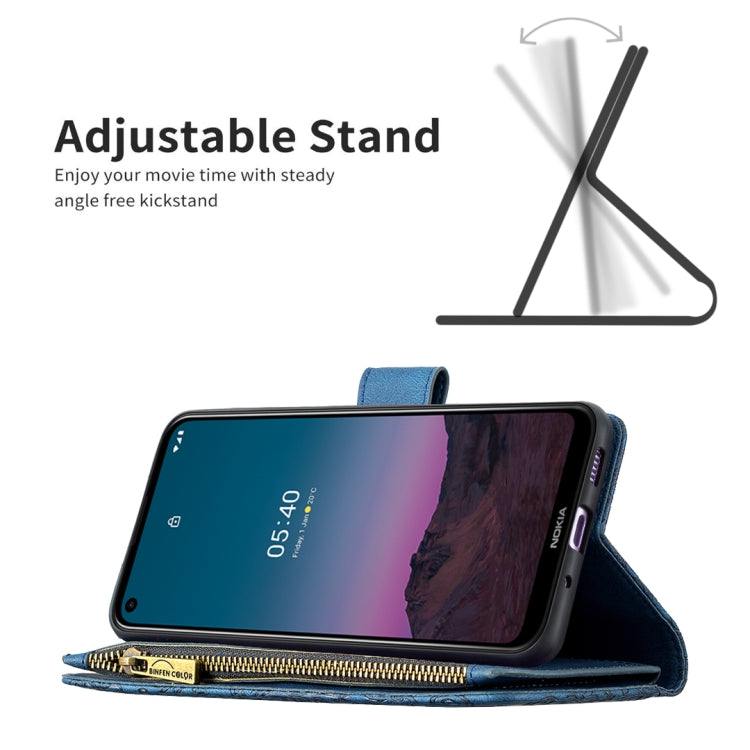 For Nokia 5.4 Flying Butterfly Embossing Pattern Zipper Horizontal Flip Leather Case with Holder & Card Slots & Wallet