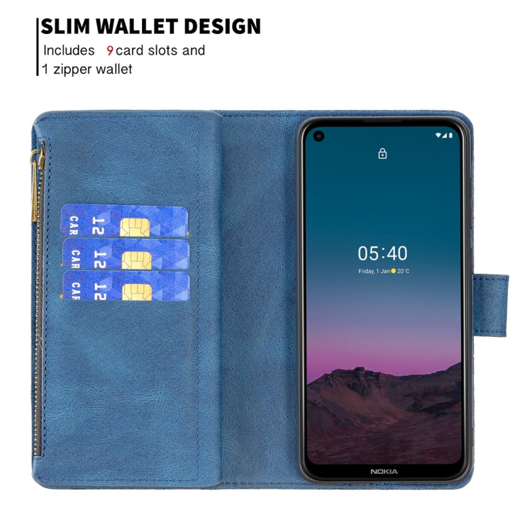 For Nokia 5.4 Flying Butterfly Embossing Pattern Zipper Horizontal Flip Leather Case with Holder & Card Slots & Wallet