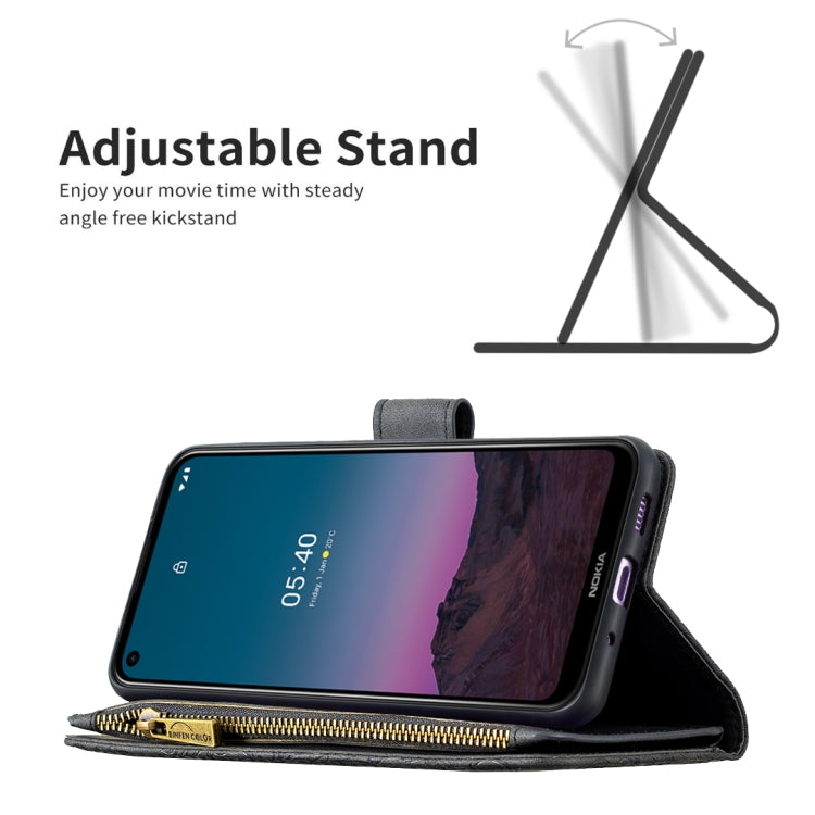 For Nokia 5.4 Flying Butterfly Embossing Pattern Zipper Horizontal Flip Leather Case with Holder & Card Slots & Wallet