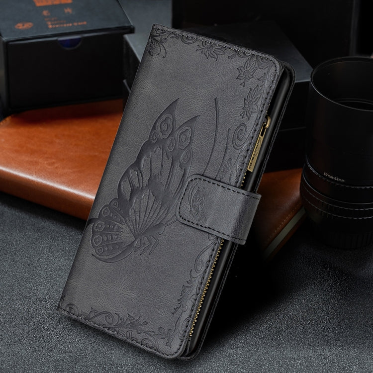 For Nokia 5.4 Flying Butterfly Embossing Pattern Zipper Horizontal Flip Leather Case with Holder & Card Slots & Wallet