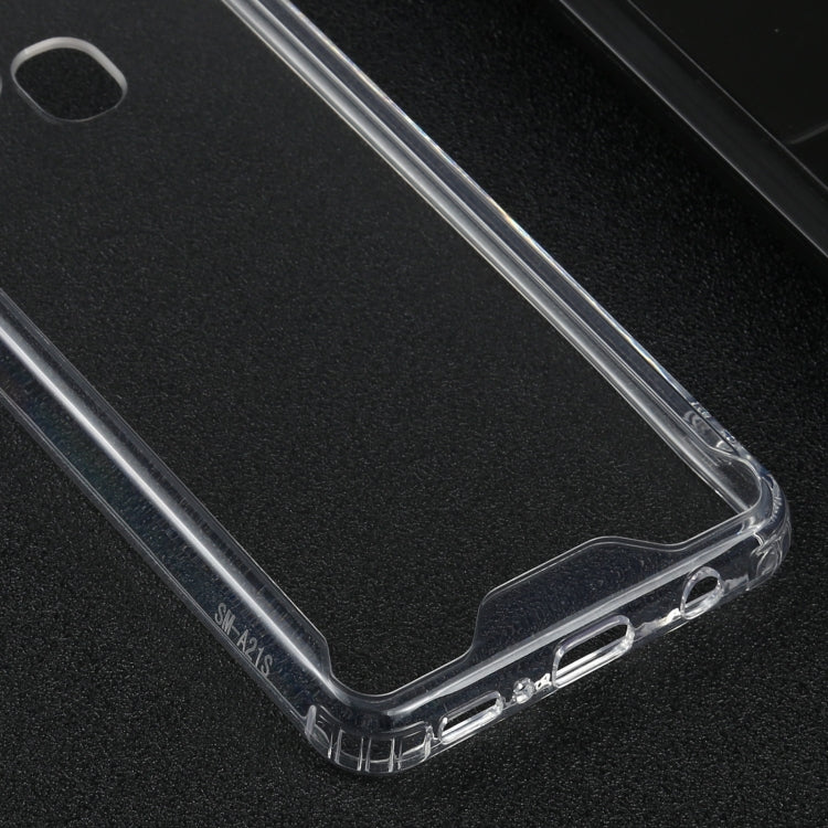 For Samsung Galaxy A21s Four-corner Shockproof Transparent TPU + PC Protective Case