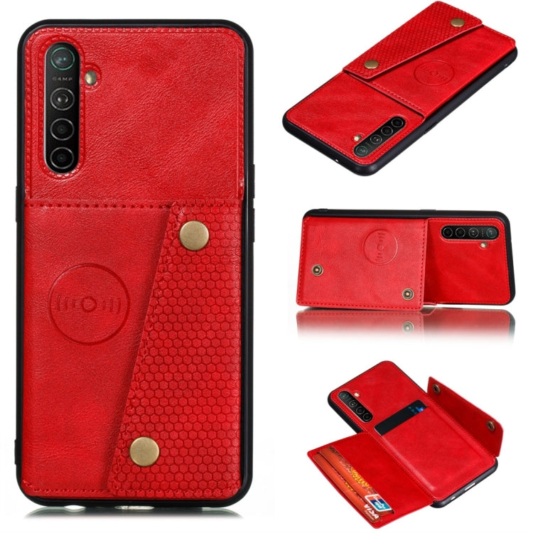 For OPPO Realme XT Shockproof Magnetic PU + TPU Protective Case with Card Slots