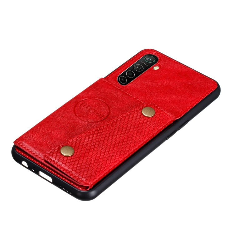 For OPPO Realme XT Shockproof Magnetic PU + TPU Protective Case with Card Slots