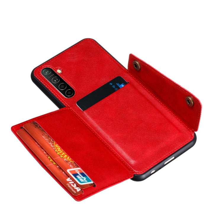 For OPPO Realme XT Shockproof Magnetic PU + TPU Protective Case with Card Slots