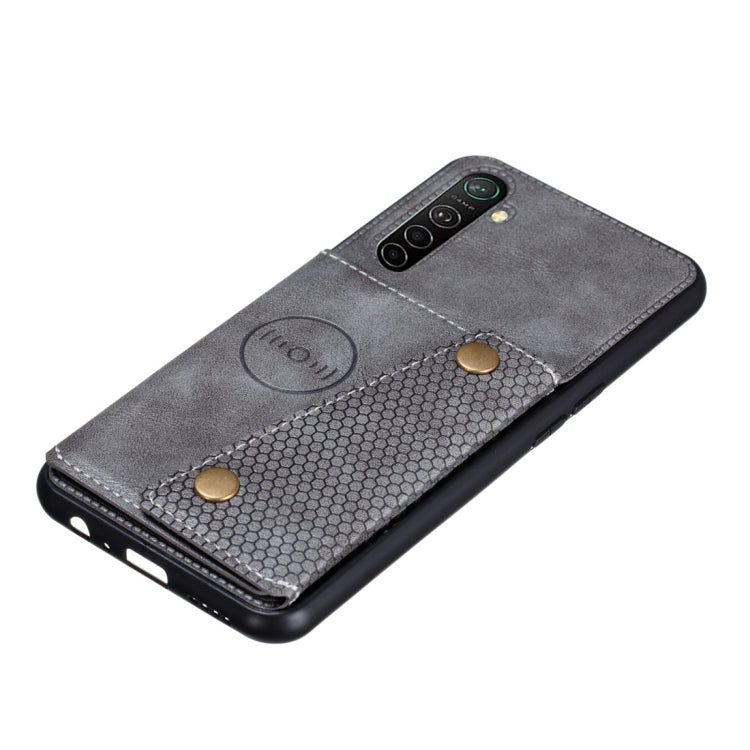 For OPPO Realme XT Shockproof Magnetic PU + TPU Protective Case with Card Slots