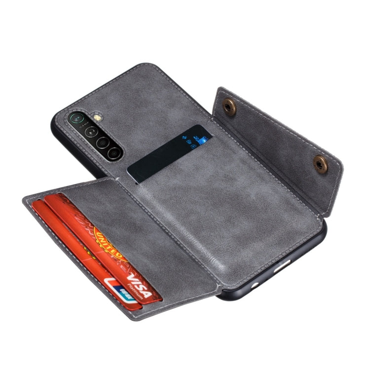 For OPPO Realme XT Shockproof Magnetic PU + TPU Protective Case with Card Slots