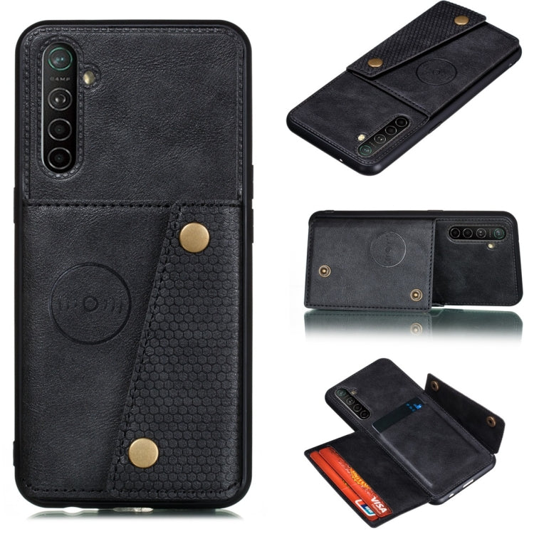For OPPO Realme XT Shockproof Magnetic PU + TPU Protective Case with Card Slots
