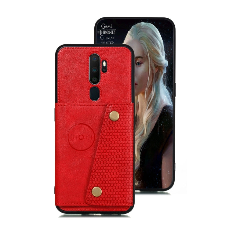 For OPPO A9 (2020) Shockproof Magnetic PU + TPU Protective Case with Card Slots