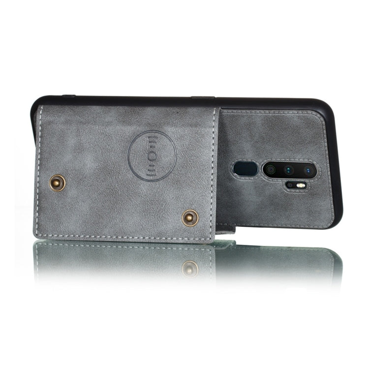 For OPPO A9 (2020) Shockproof Magnetic PU + TPU Protective Case with Card Slots