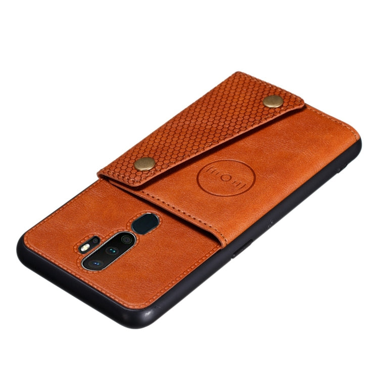 For OPPO A9 (2020) Shockproof Magnetic PU + TPU Protective Case with Card Slots