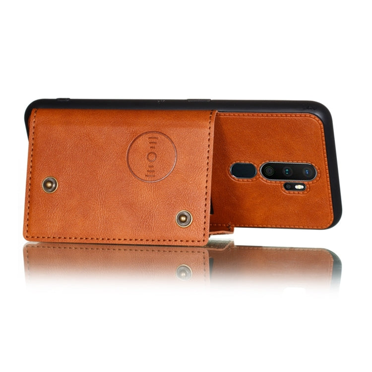 For OPPO A9 (2020) Shockproof Magnetic PU + TPU Protective Case with Card Slots