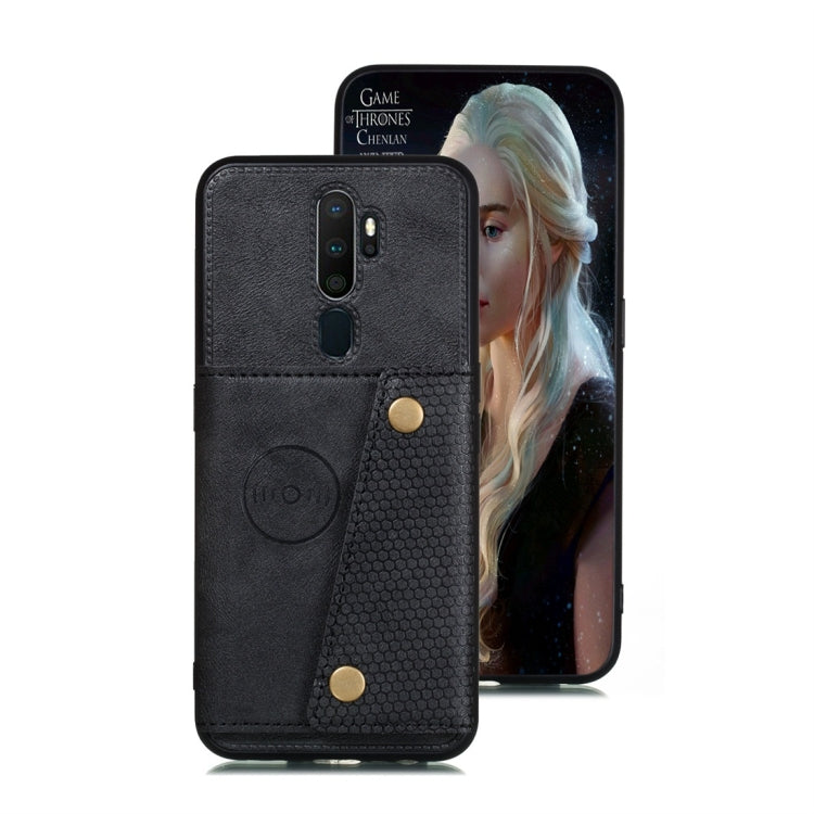 For OPPO A9 (2020) Shockproof Magnetic PU + TPU Protective Case with Card Slots