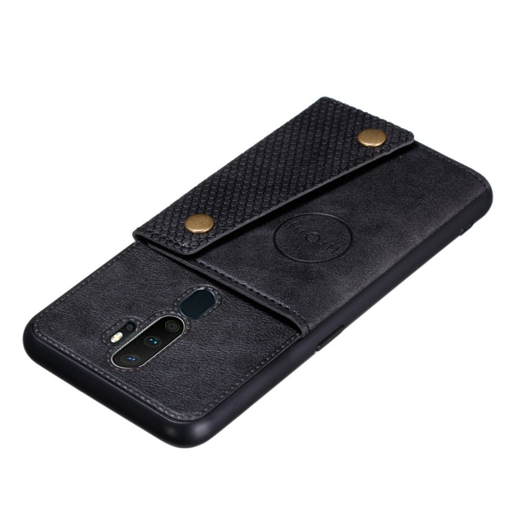 For OPPO A9 (2020) Shockproof Magnetic PU + TPU Protective Case with Card Slots